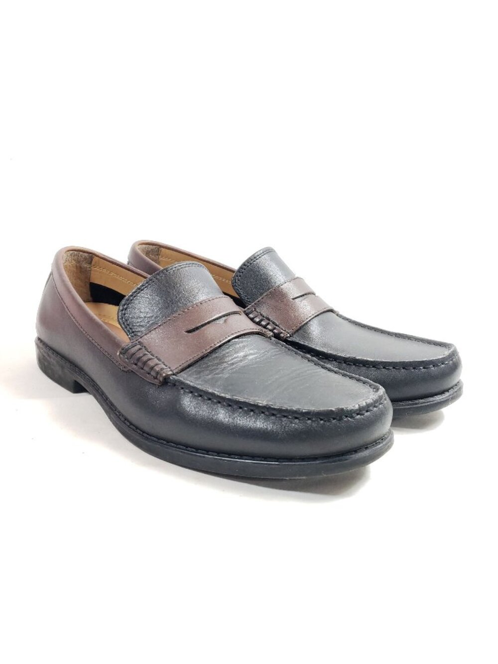 Giorgio Brutini Mens Size 9 Black & Brown Leather Penny Loafers